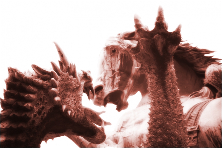 Drache und Pferd